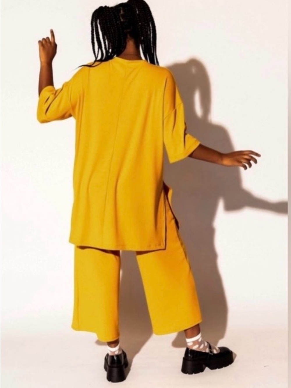 Dressed in LALA Mustard Yellow Wide-Leg Pant Set - Picture 2 of 6